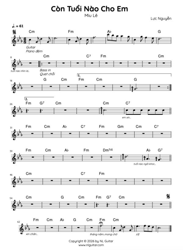 Còn Tuổi Nào Cho Em - Sheet Band