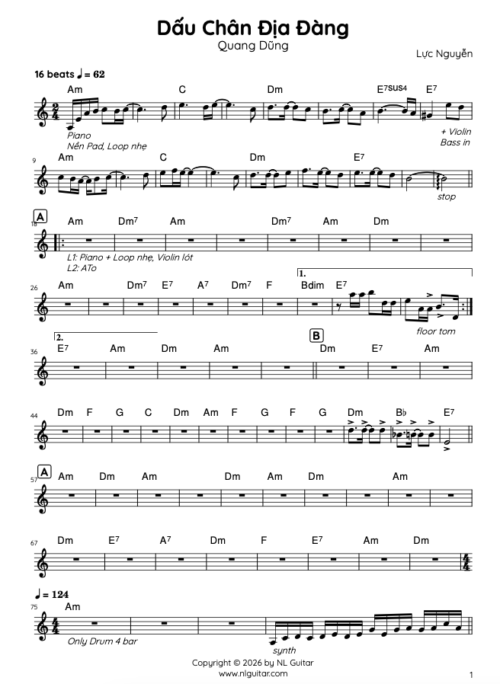 Dấu Chân Địa Đàng - Sheet Band
